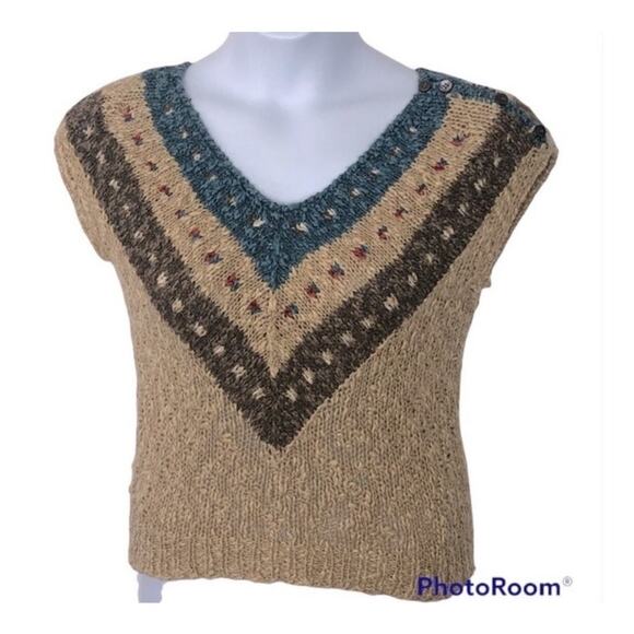 Liz Claiborne Vintage Linen Cotton Sleeveless V-Neck Sweater Size Large - Picture 2 of 16